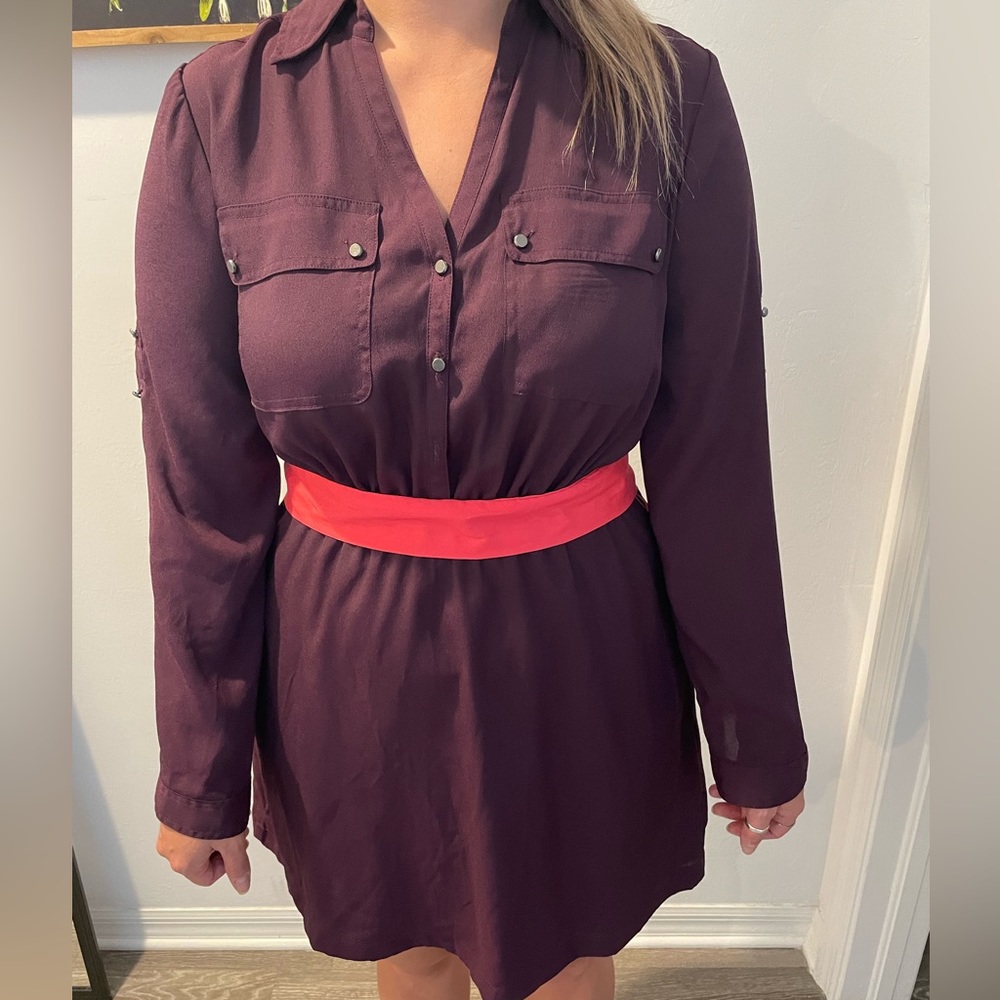 Purple Dress with Pink Belt